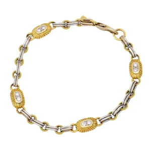 Pepi diamond mixed metal 18k yellow and white gold chain link bracelet