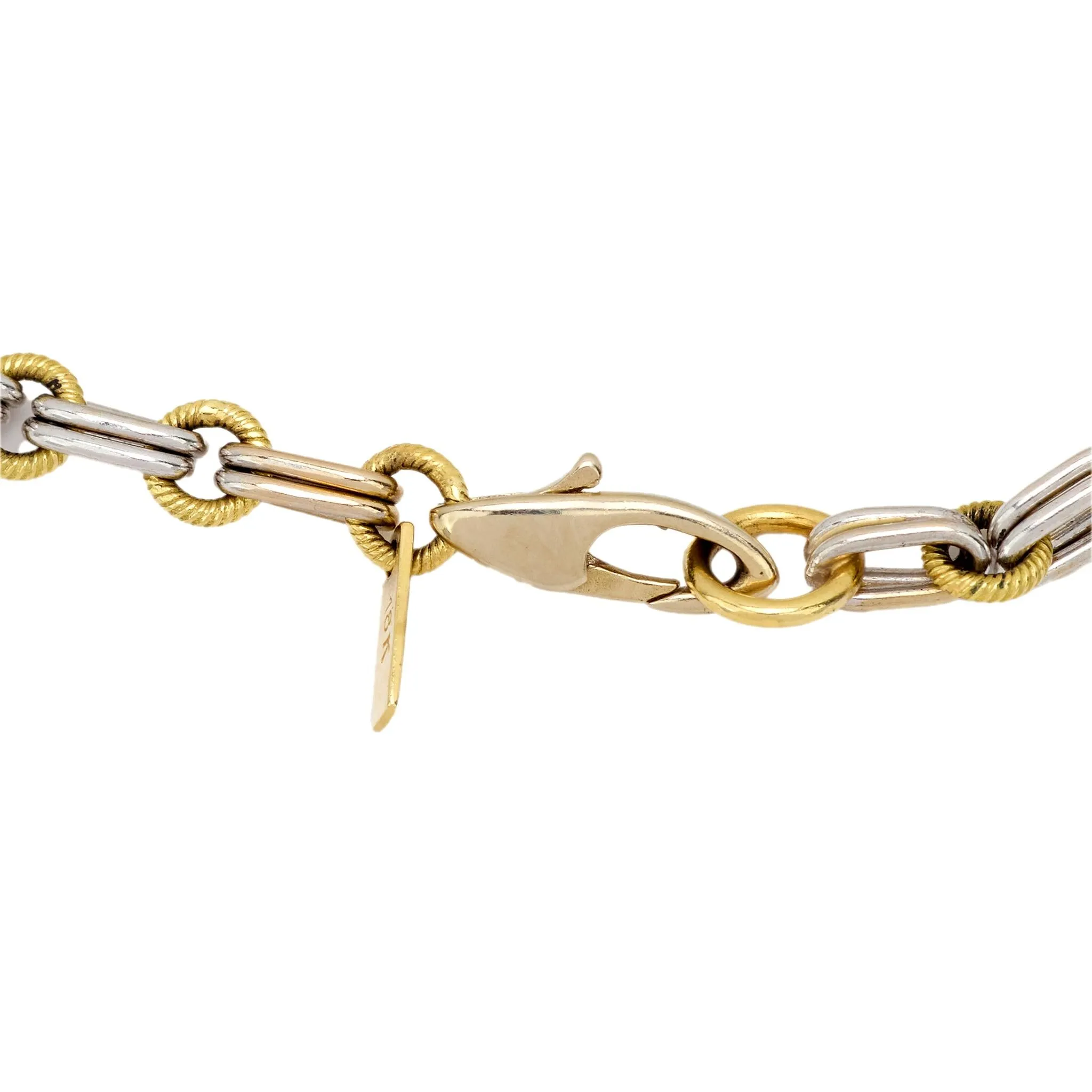 Pepi diamond mixed metal 18k yellow and white gold chain link bracelet