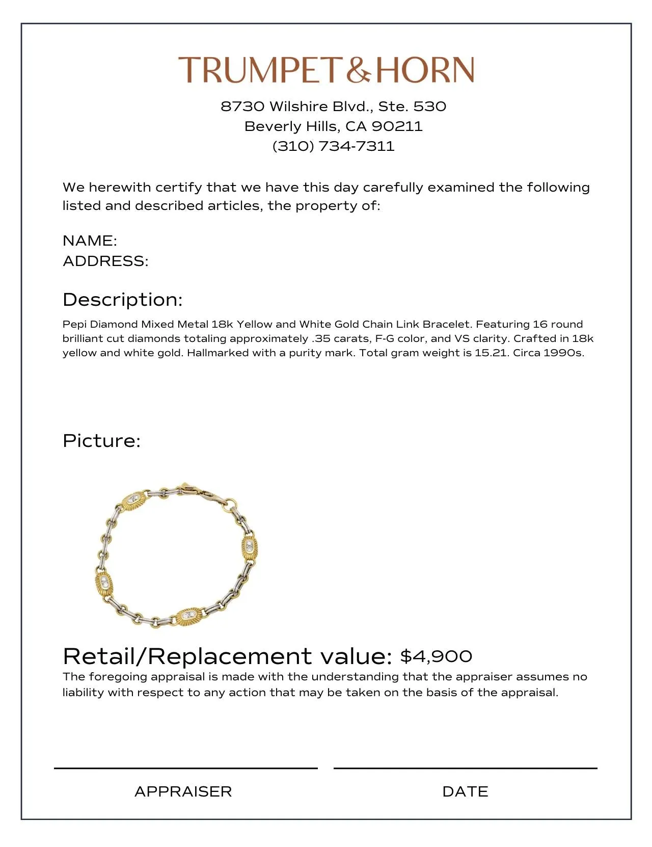 Pepi diamond mixed metal 18k yellow and white gold chain link bracelet