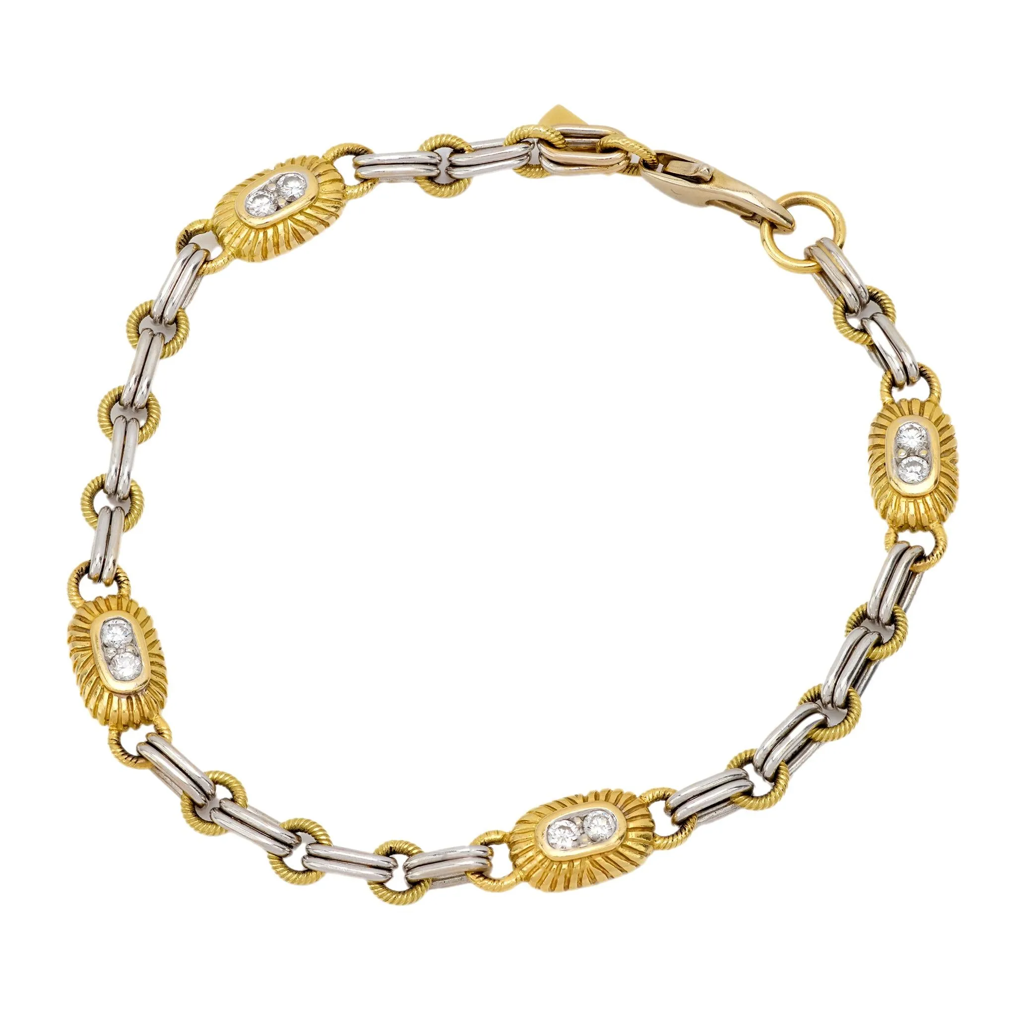 Pepi diamond mixed metal 18k yellow and white gold chain link bracelet