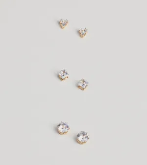 Perfect Set Rhinestone Stud Earrings Pack