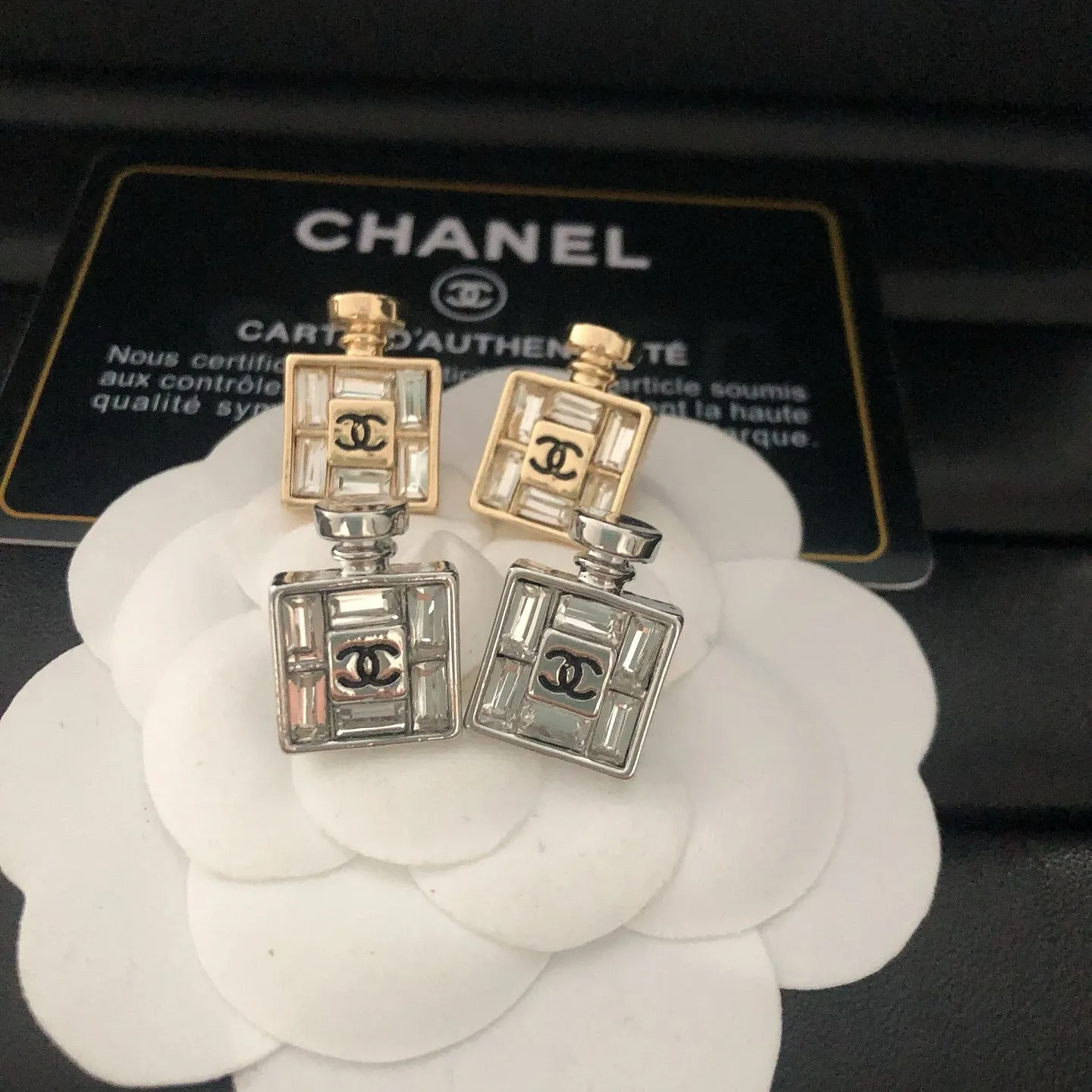 Perfume Bottle Shaped Zirconia Earrings