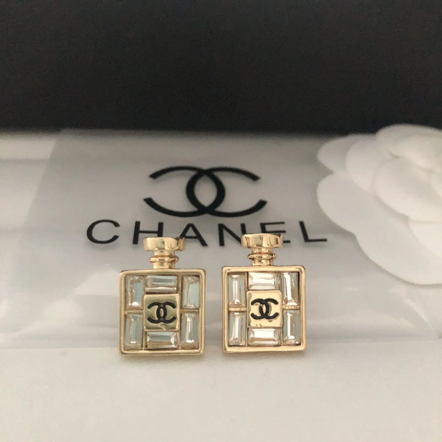 Perfume Bottle Shaped Zirconia Earrings