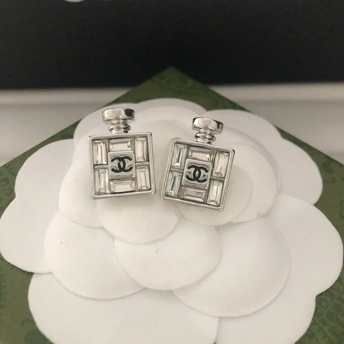 Perfume Bottle Shaped Zirconia Earrings