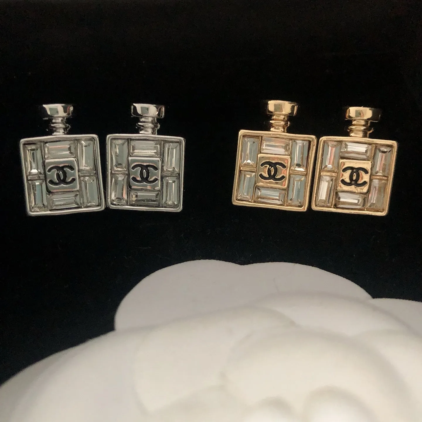 Perfume Bottle Shaped Zirconia Earrings
