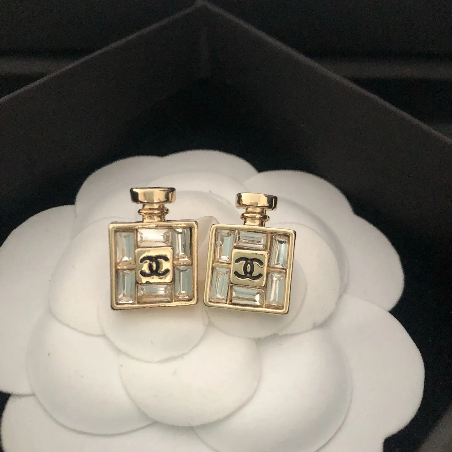 Perfume Bottle Shaped Zirconia Earrings