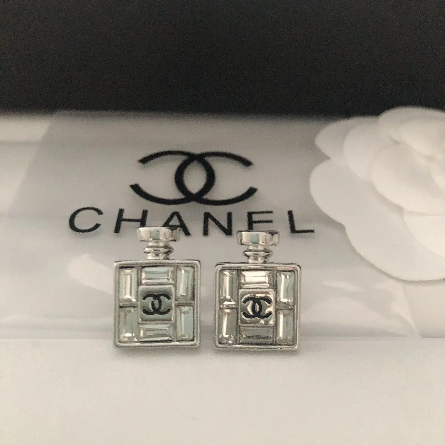 Perfume Bottle Shaped Zirconia Earrings