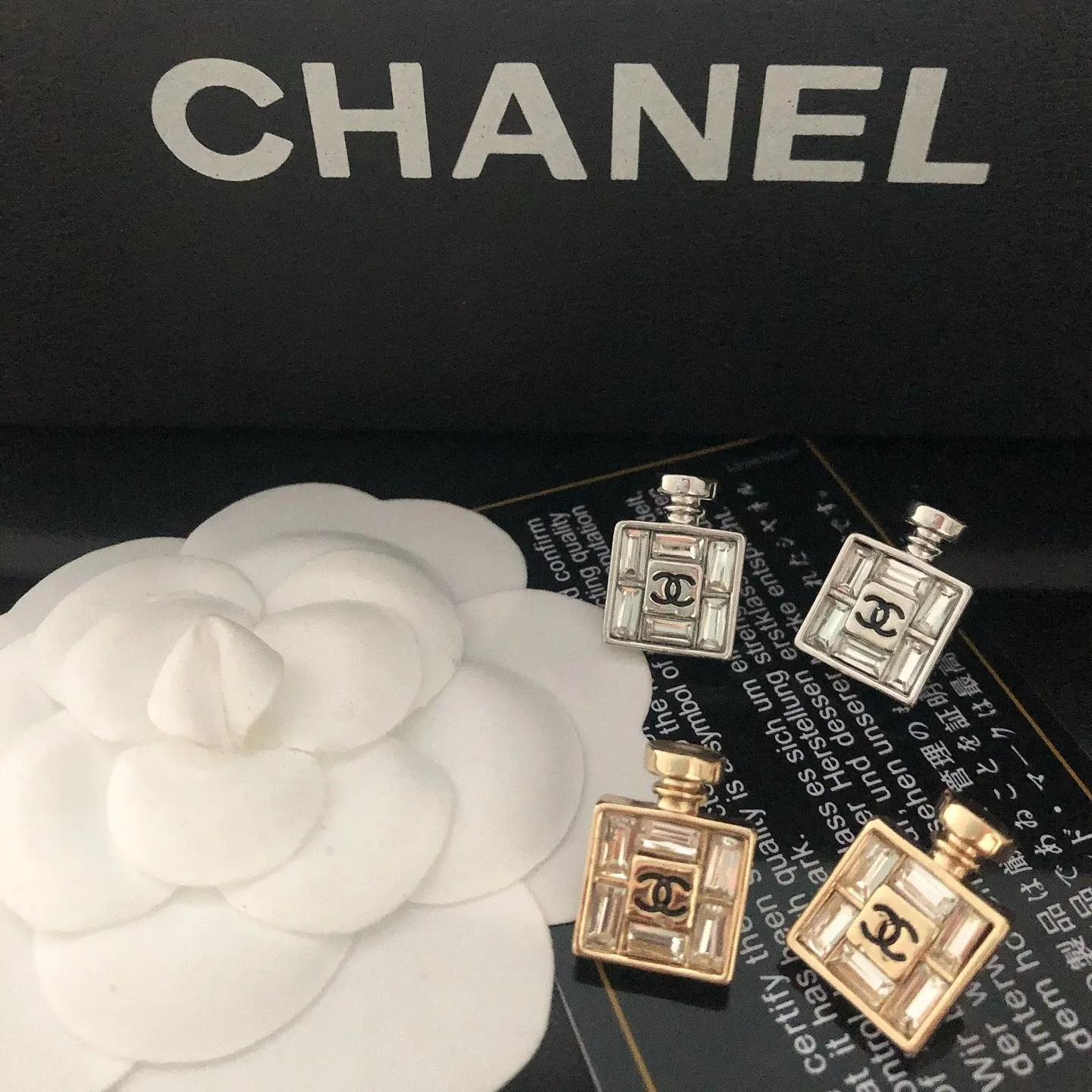 Perfume Bottle Shaped Zirconia Earrings