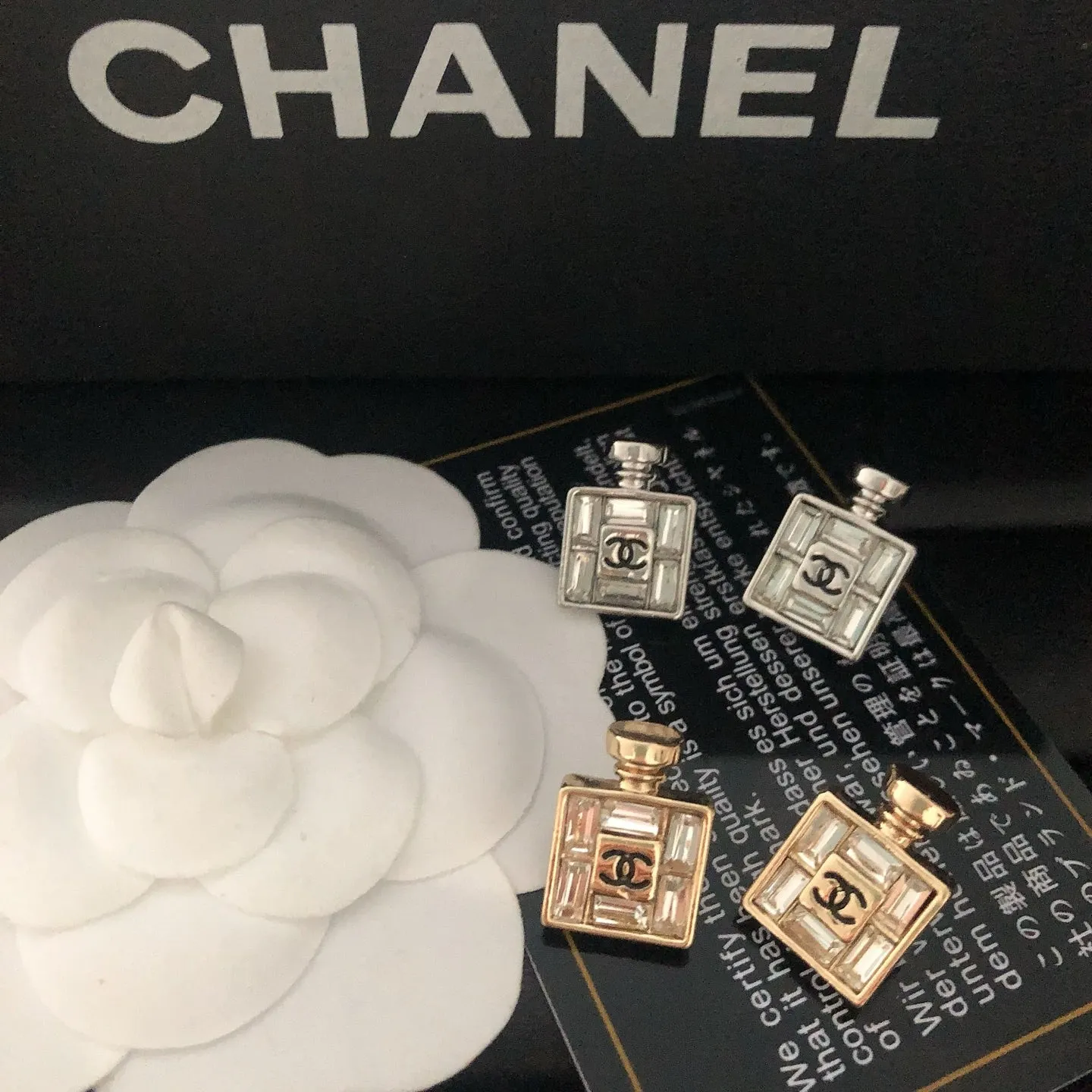 Perfume Bottle Shaped Zirconia Earrings