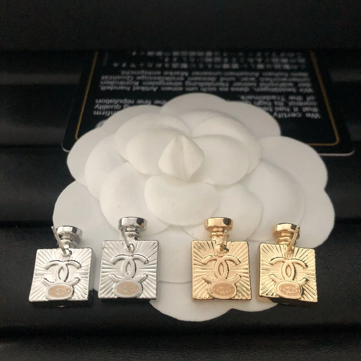 Perfume Bottle Shaped Zirconia Earrings