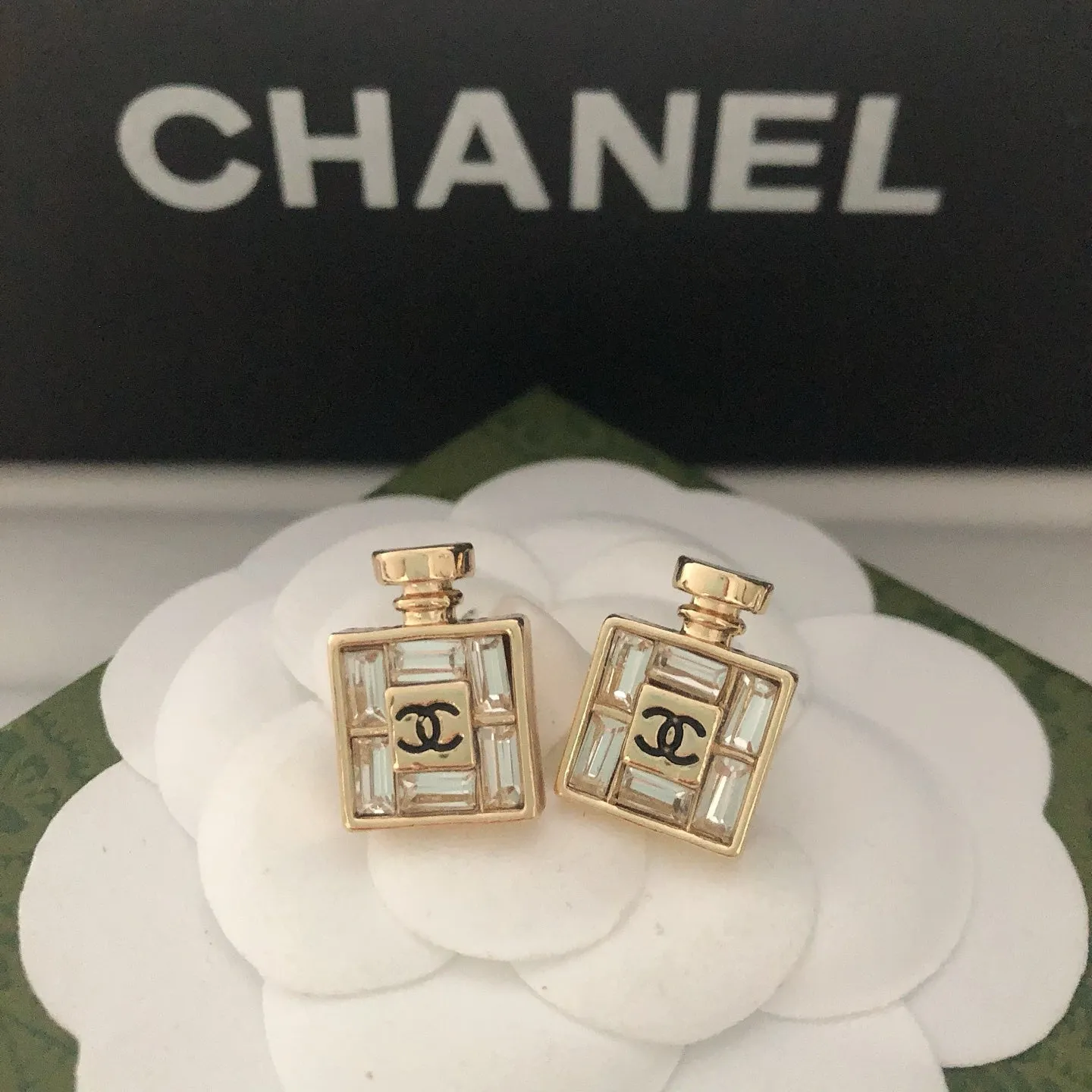 Perfume Bottle Shaped Zirconia Earrings