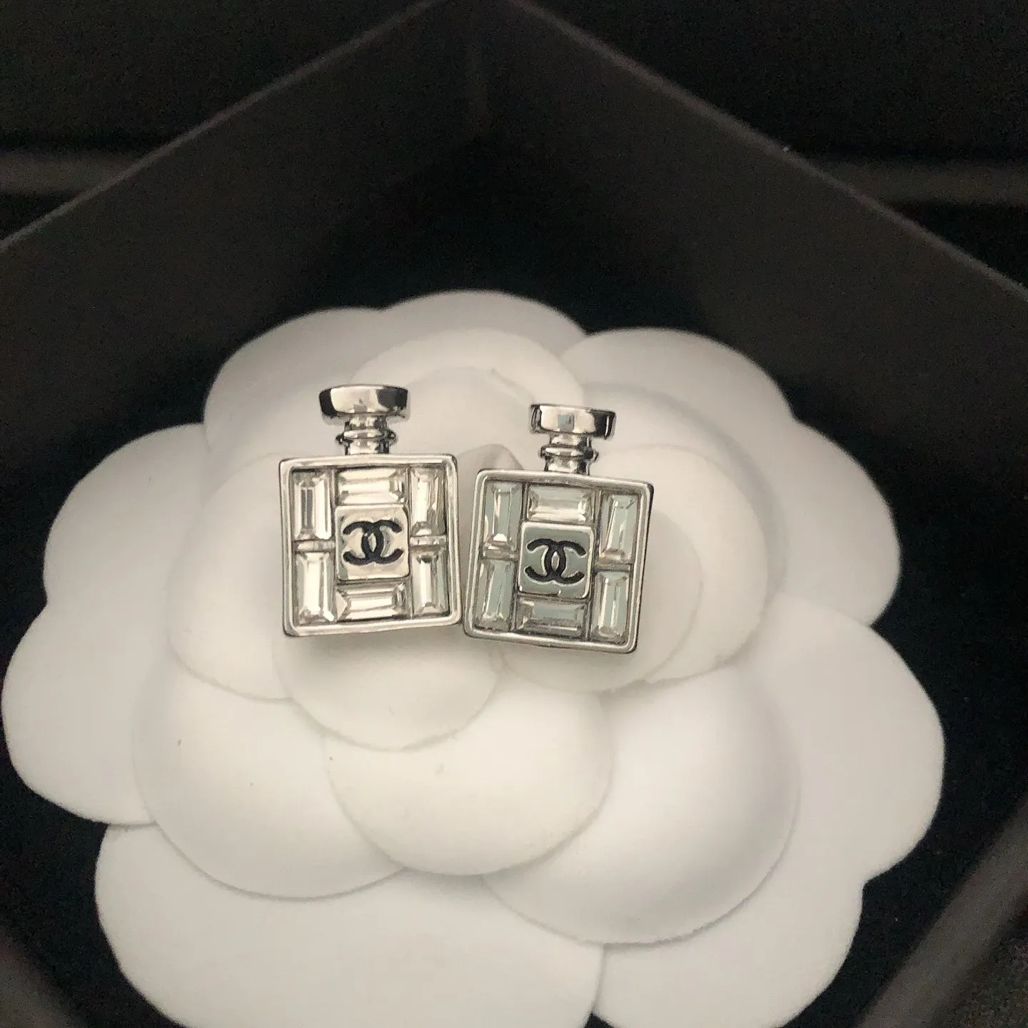 Perfume Bottle Shaped Zirconia Earrings