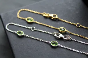 Peridot Cubic Zirconia Chain Bracelets