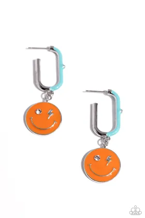 Personable Pizzazz - Orange - Smiley Face Paparazzi Post Earrings