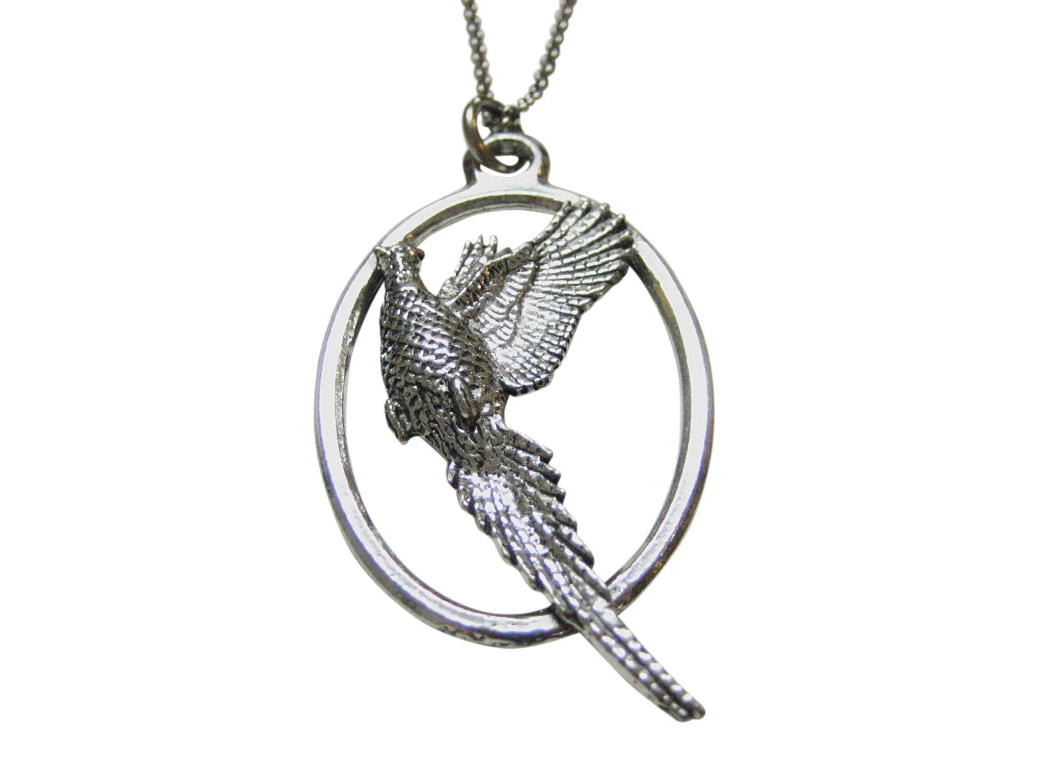 Pheasant Bird Large Oval Pendant Necklace