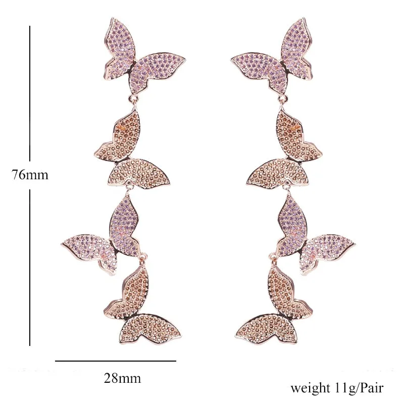 Pink Butterfly Drop Earrings