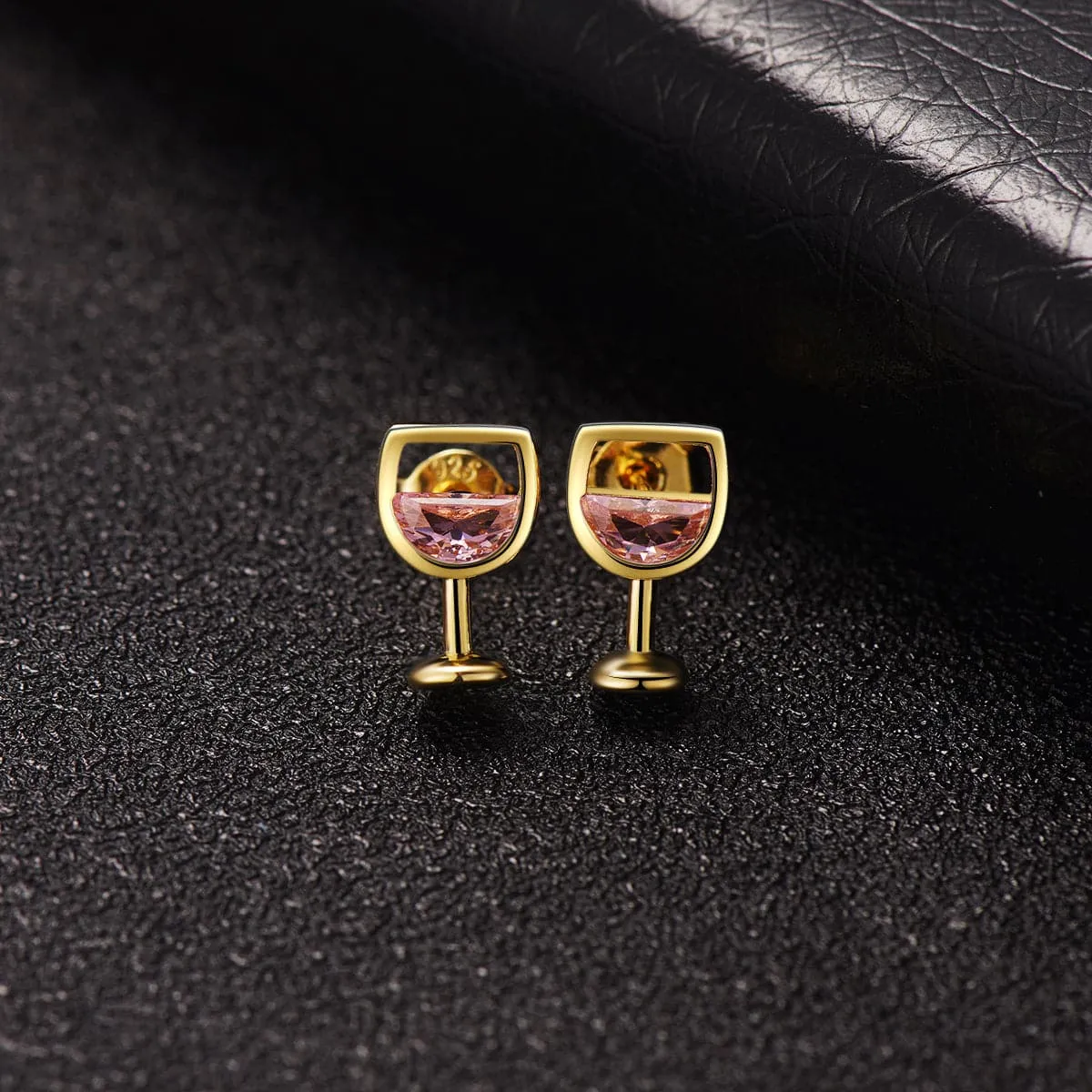 Pink Crystal & 18K Gold-Plated Wine Glass Stud Earrings