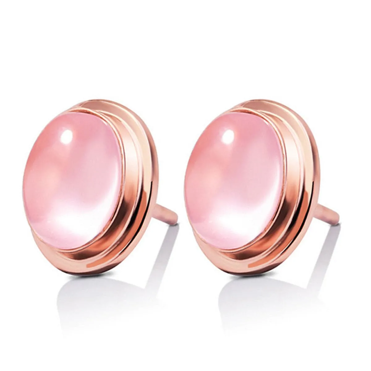 Pink Crystal & 18K Rose Gold-Plated Oval Stud Earrings