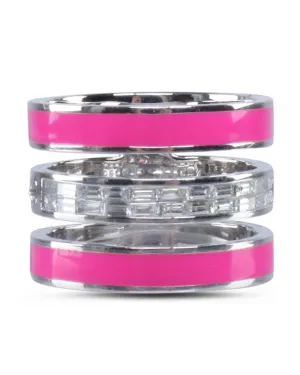 Pink Enamel and Diamond Ring