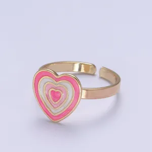 Pink Enamel Heart Ring, You Are Loved For Valentine Jewelry, 24K Gold Filled Love Ring U-471