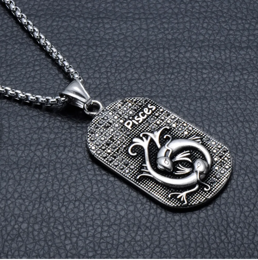 Pisces 3D dog tag necklaces