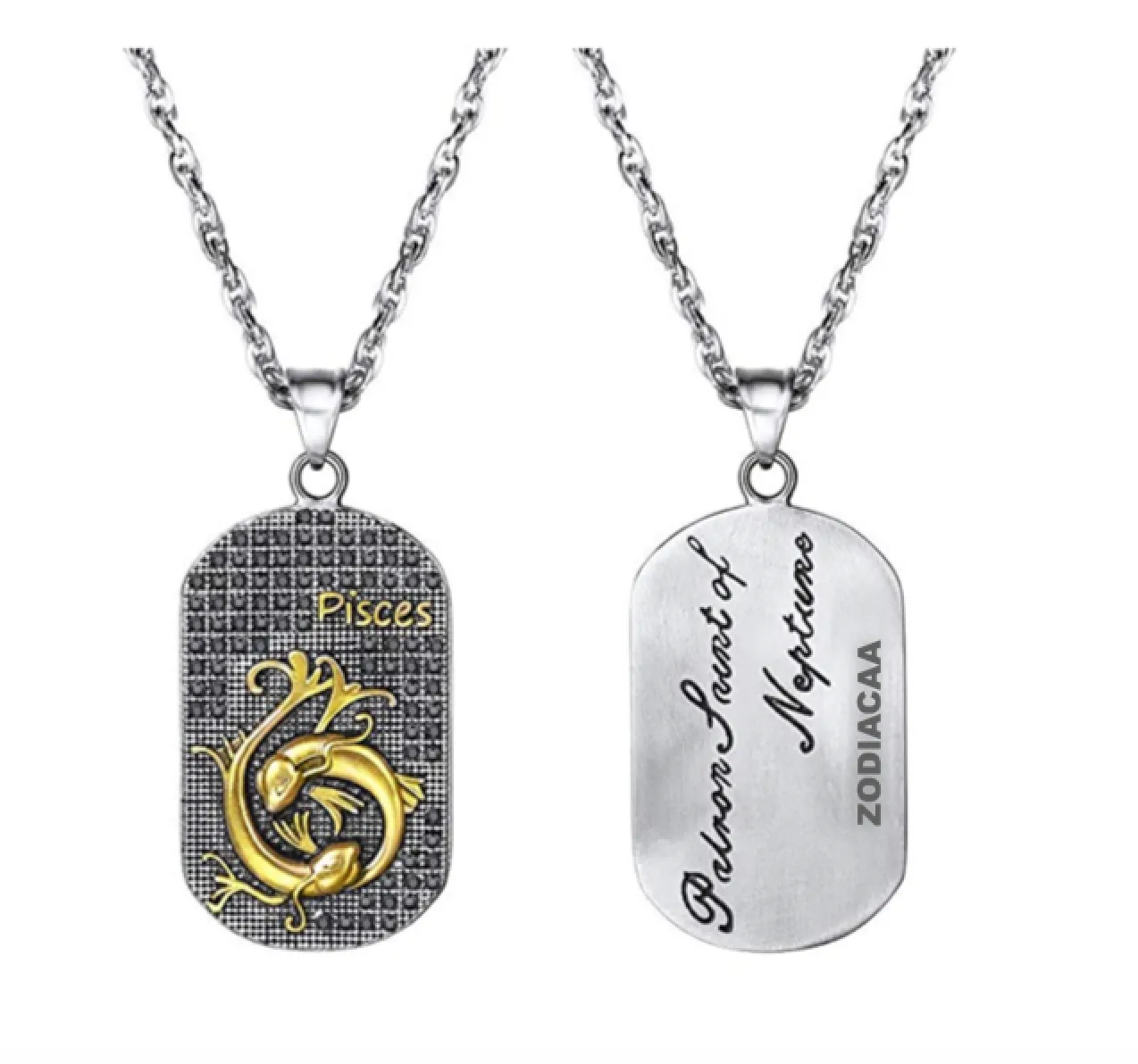 Pisces 3D dog tag necklaces