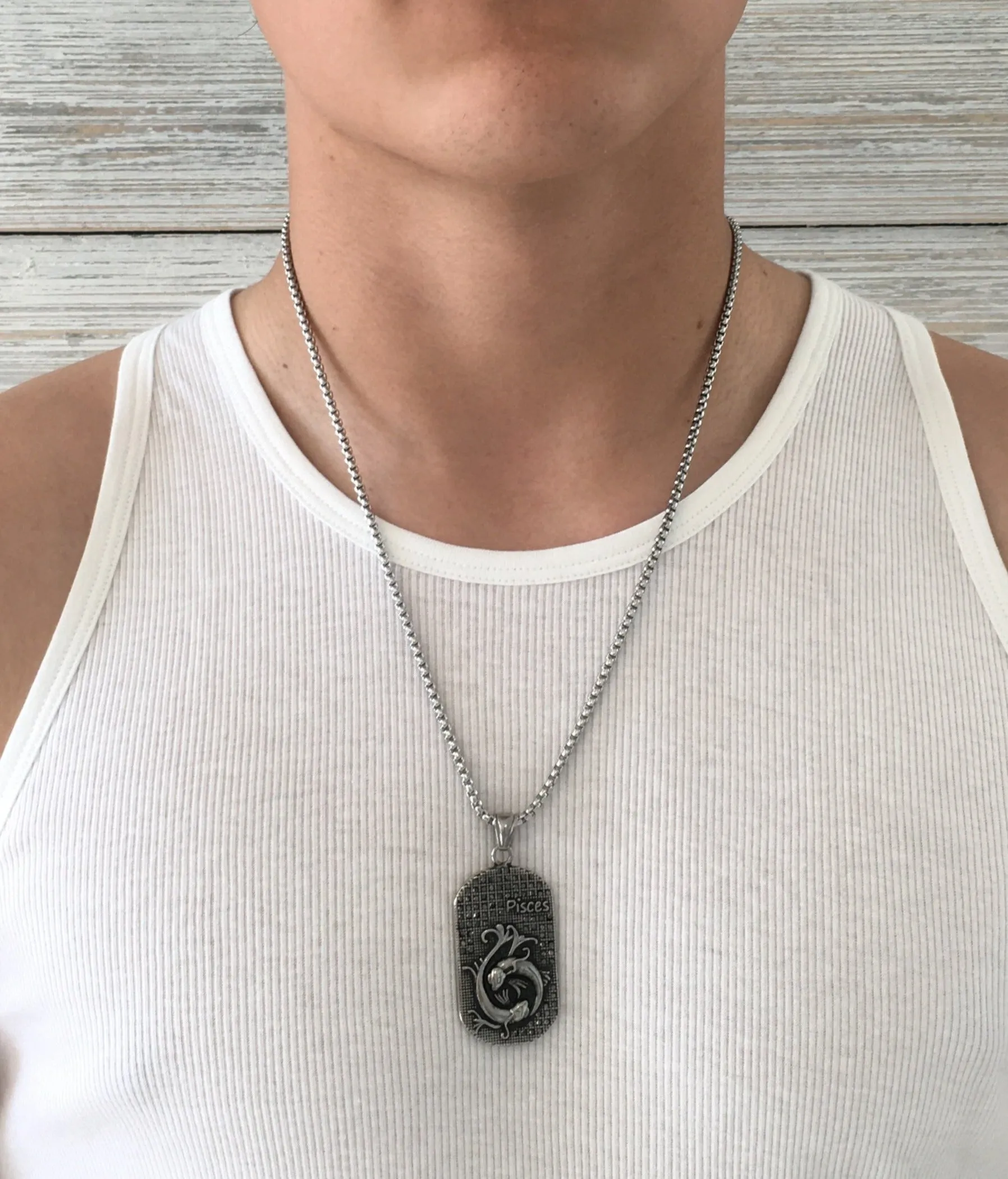 Pisces 3D dog tag necklaces