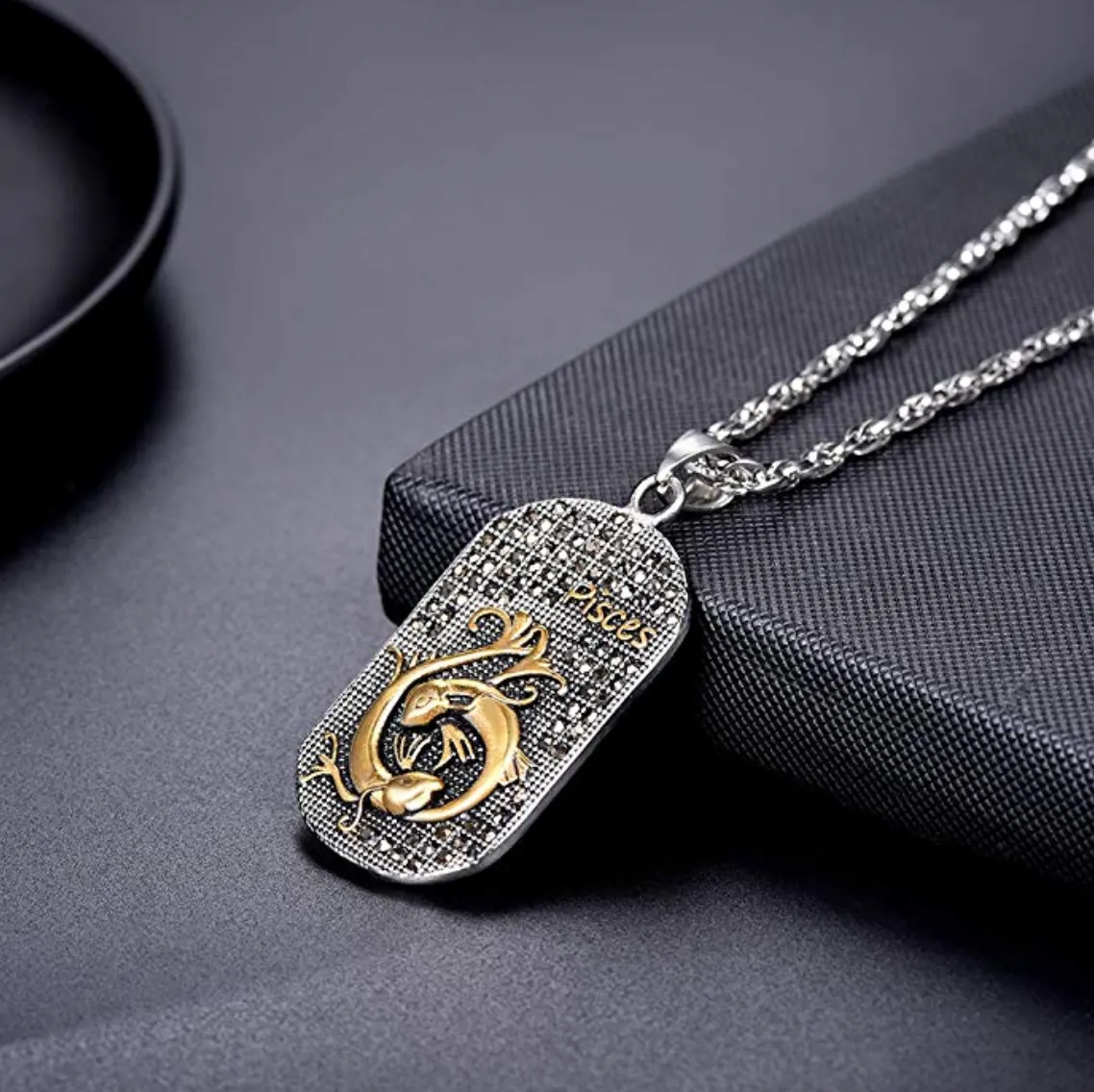 Pisces 3D dog tag necklaces