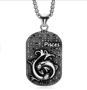 Pisces 3D dog tag necklaces