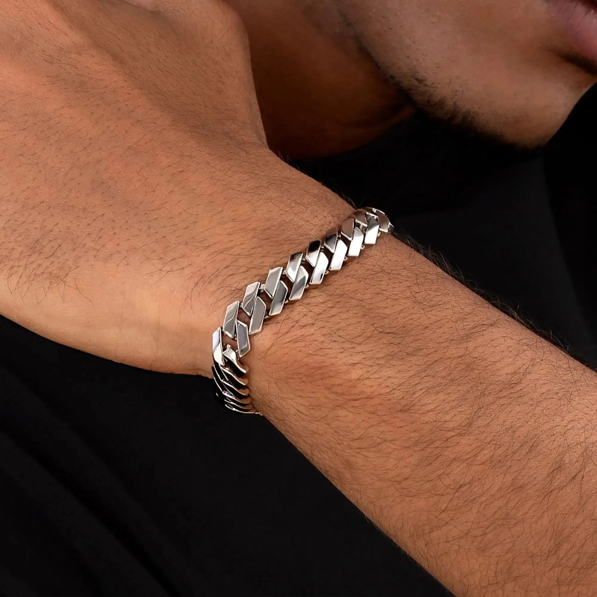 Plain Gold Prong Cuban Link Bracelet - 12mm