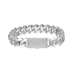 Plain Gold Prong Cuban Link Bracelet - 12mm