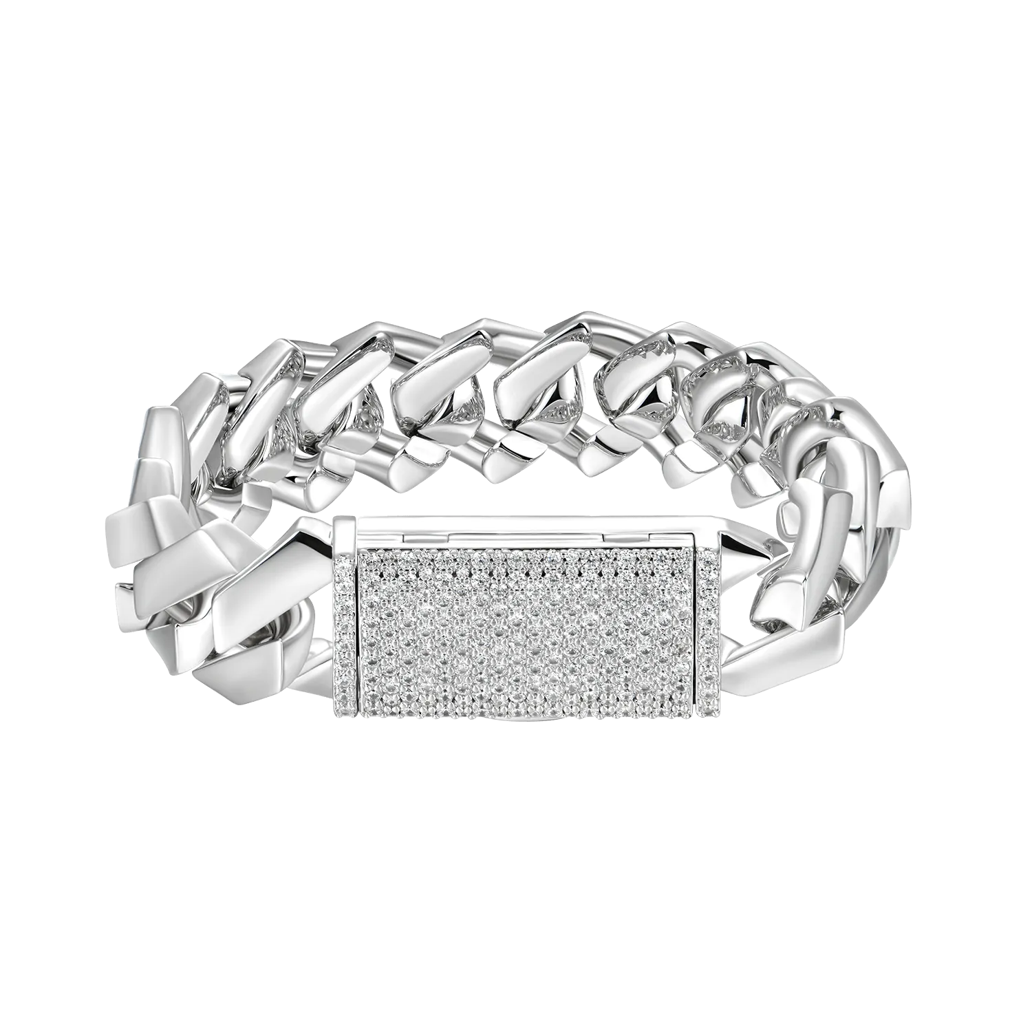 Plain Gold Prong Cuban Link Bracelet - 15mm