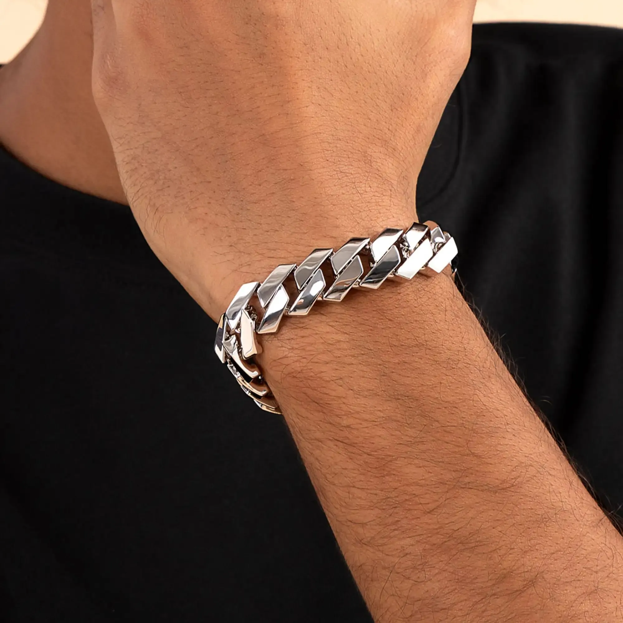 Plain Gold Prong Cuban Link Bracelet - 8mm