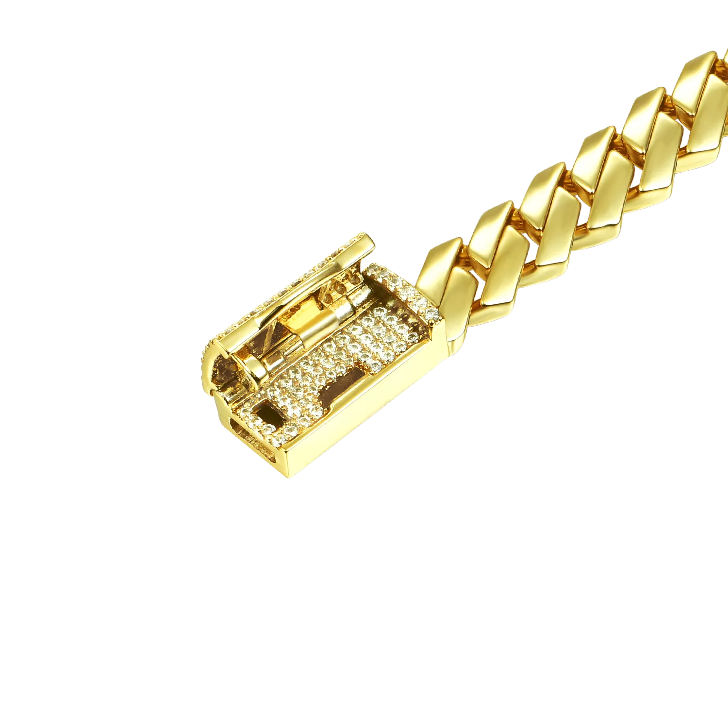 Plain Gold Prong Cuban Link Bracelet - 8mm