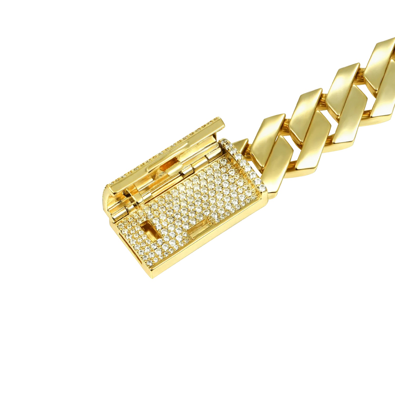 Plain Gold Prong Cuban Link Bracelet - 8mm