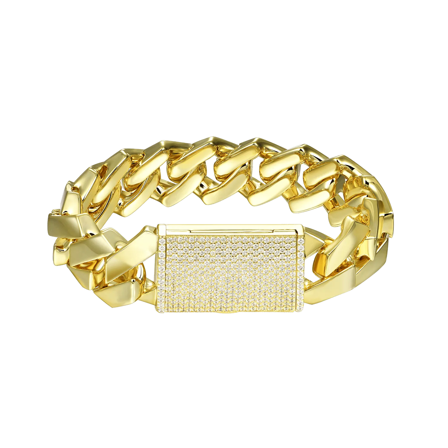 Plain Gold Prong Cuban Link Bracelet - 8mm