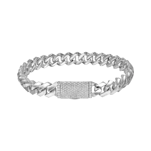 Plain Gold Prong Cuban Link Bracelet - 8mm