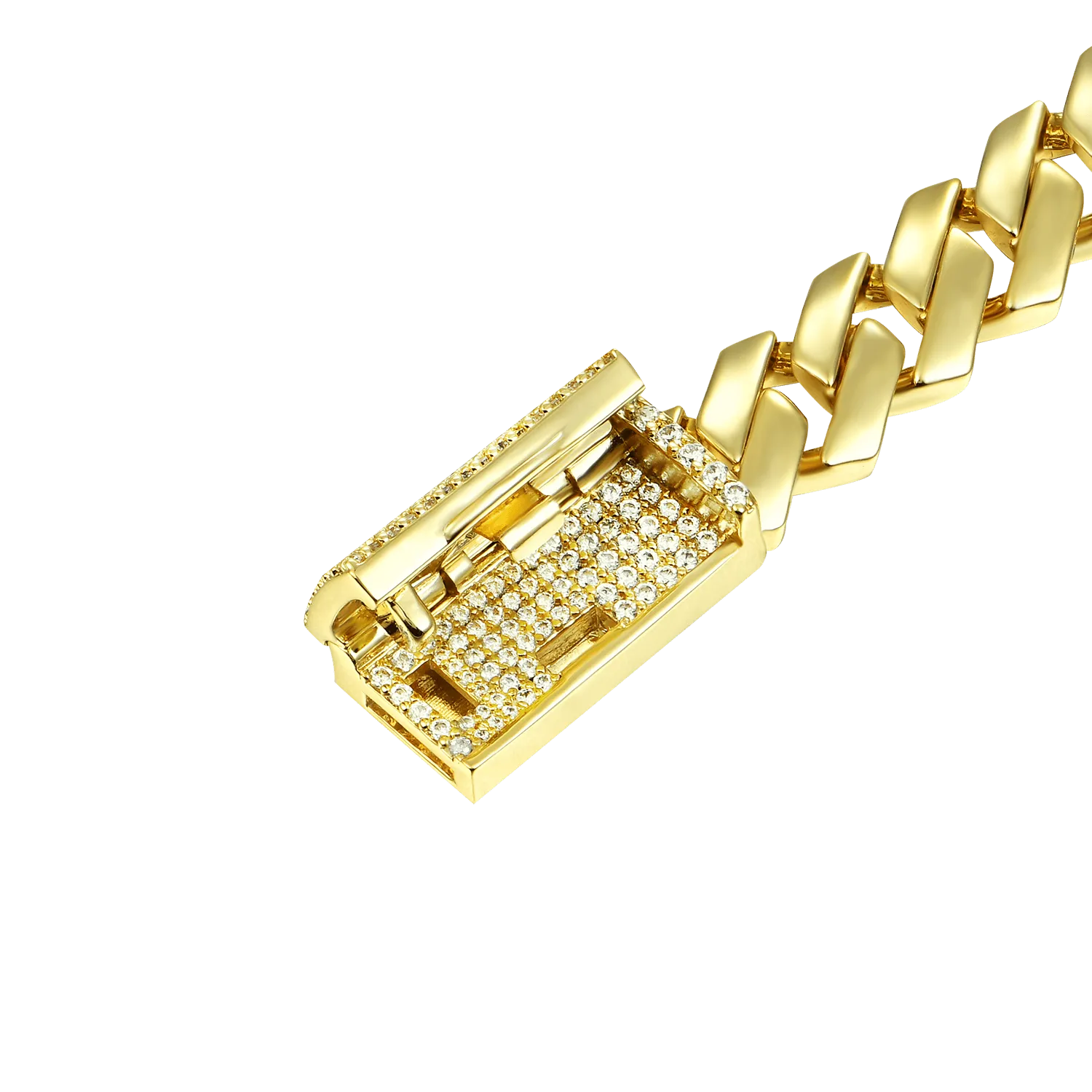 Plain Gold Prong Cuban Link Bracelet - 8mm