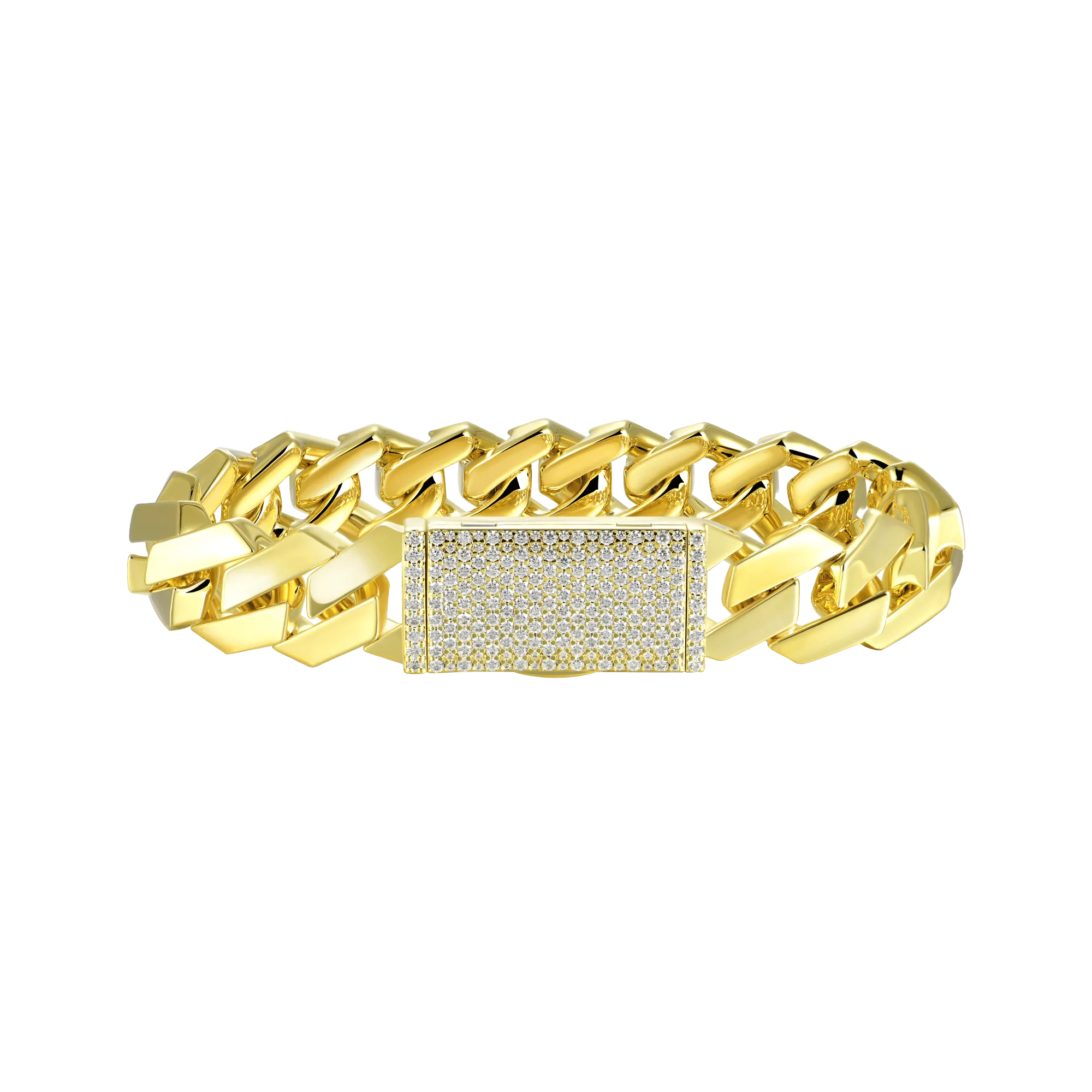Plain Gold Prong Cuban Link Bracelet - 8mm