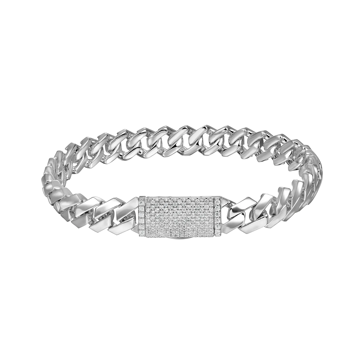 Plain Gold Prong Cuban Link Bracelet - 8mm