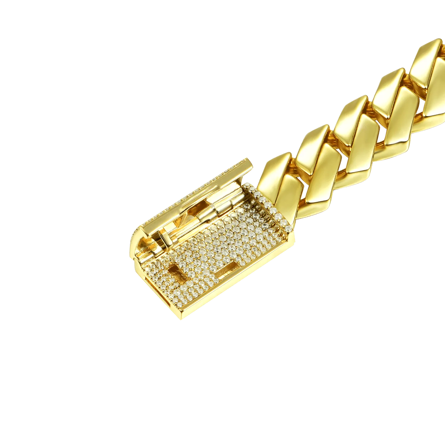 Plain Gold Prong Cuban Link Bracelet - 8mm