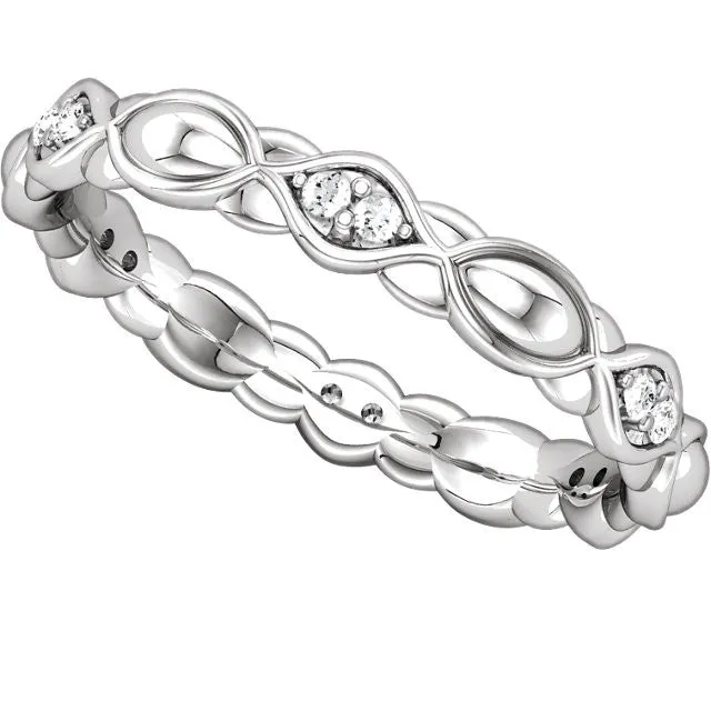 Platinum 1/8 CTW Diamond Sculptural-Inspired Eternity Band Size 7