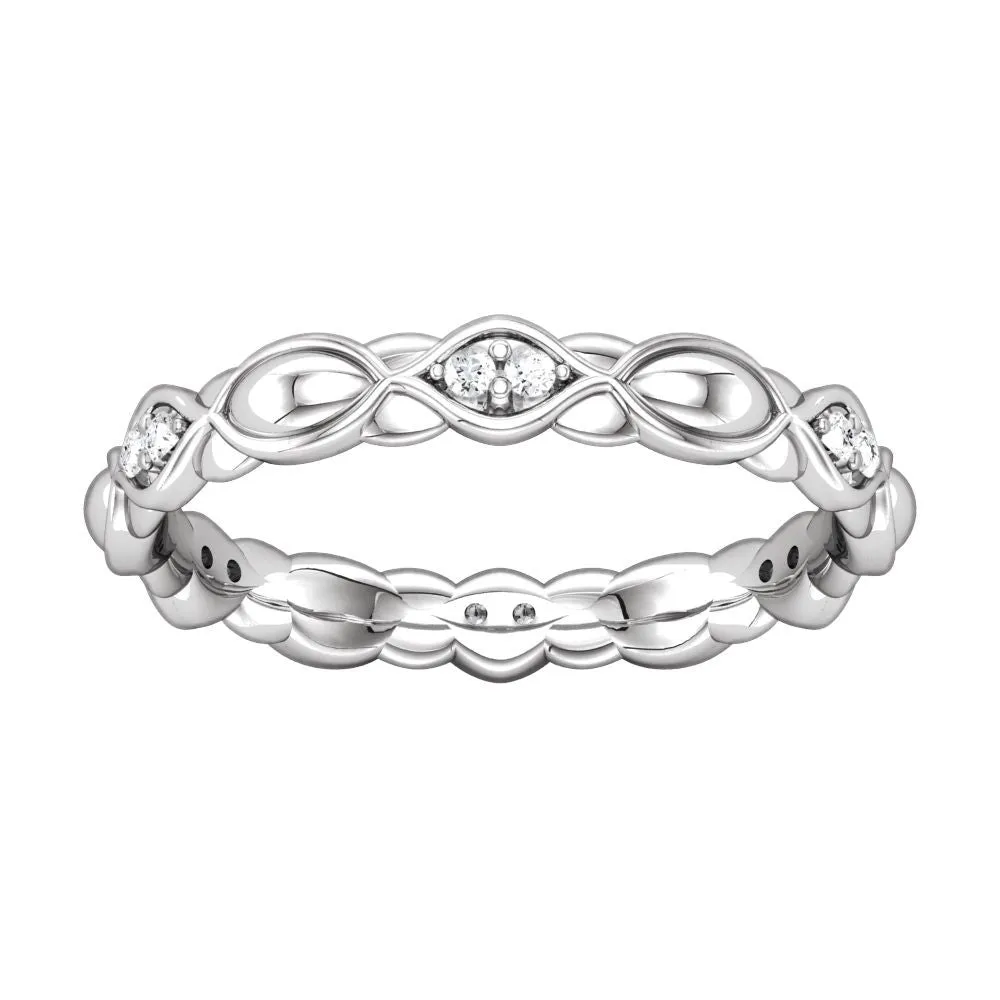 Platinum 1/8 CTW Diamond Sculptural-Inspired Eternity Band Size 7