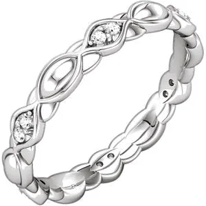 Platinum 1/8 CTW Diamond Sculptural-Inspired Eternity Band Size 8