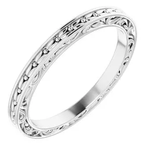 Platinum 2 mm Sculptural-Inspired Leaf Band   Size 7