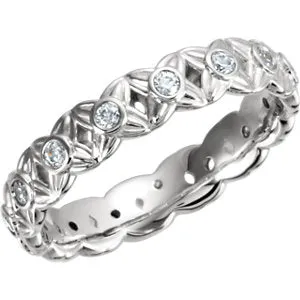 Platinum 3/8 CTW Diamond Sculptural-Inspired Eternity Band Size 7.5