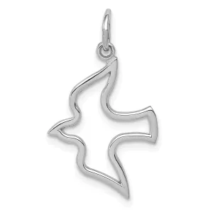 Polished 14k White Gold Dove Charm Pendant