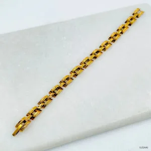 Premium Quality Gold Plated Link Chain Bracelet - Stainless Steel for Men