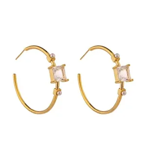 Princess Cut Crystal Hoop Earrings