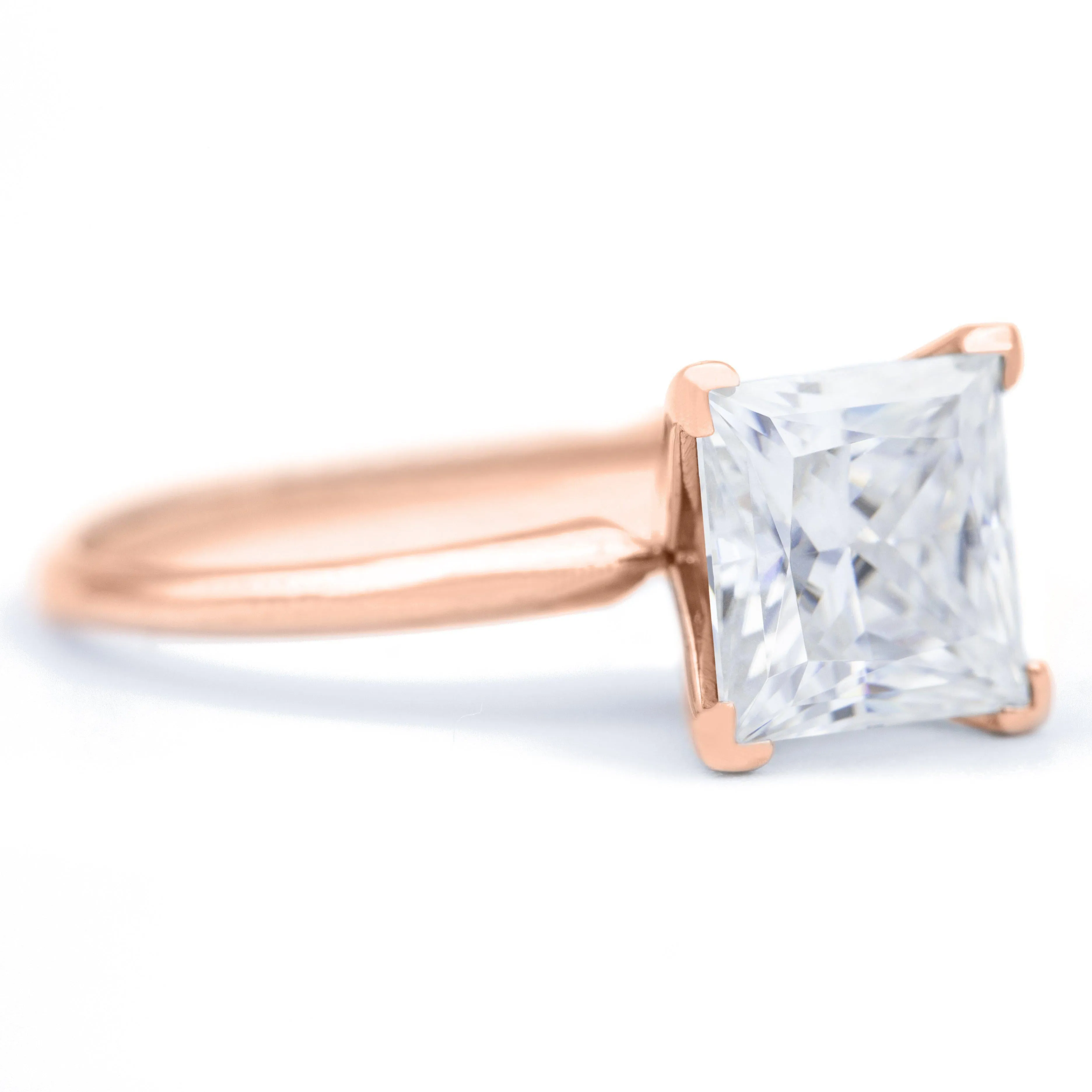 Princess Moissanite 4 Prongs FANCY Solitaire Ring